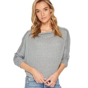 Free People Londontown Thermal Tunic Top Grey Asymmetric Hem Bohemian Size Small